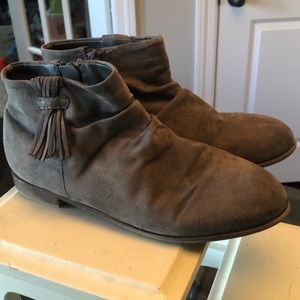 Grey Suede Like Half Boots